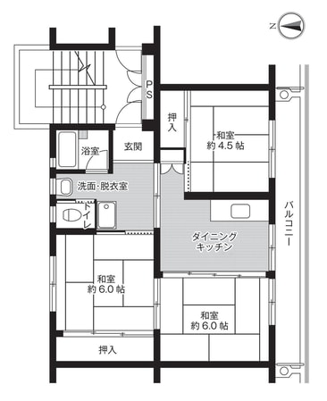 ビレッジハウス大牟田2号棟 (401号室)の物件間取画像